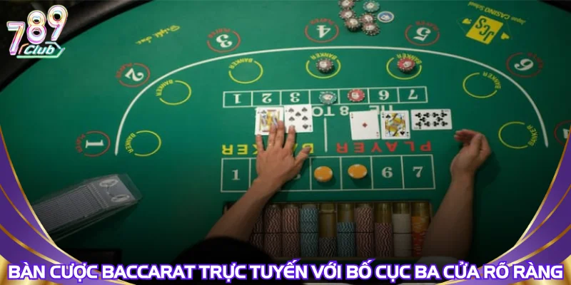 Bàn cược baccarat trực tuyến với bố cục ba cửa rõ ràng